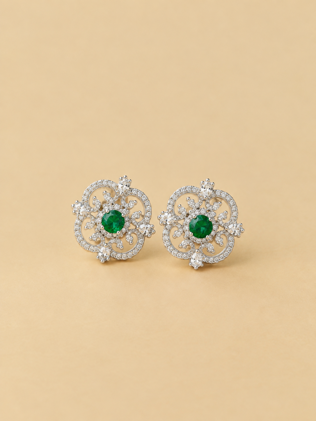 Emerald Filigree Studs 0015